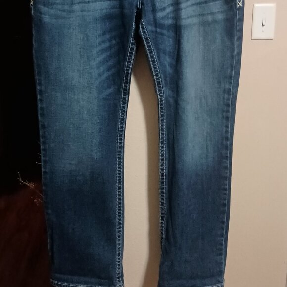 Ariat M4 Low Rise Boot Western Blue Denim Jeans Mens Size 38x36 - Picture 2 of 16